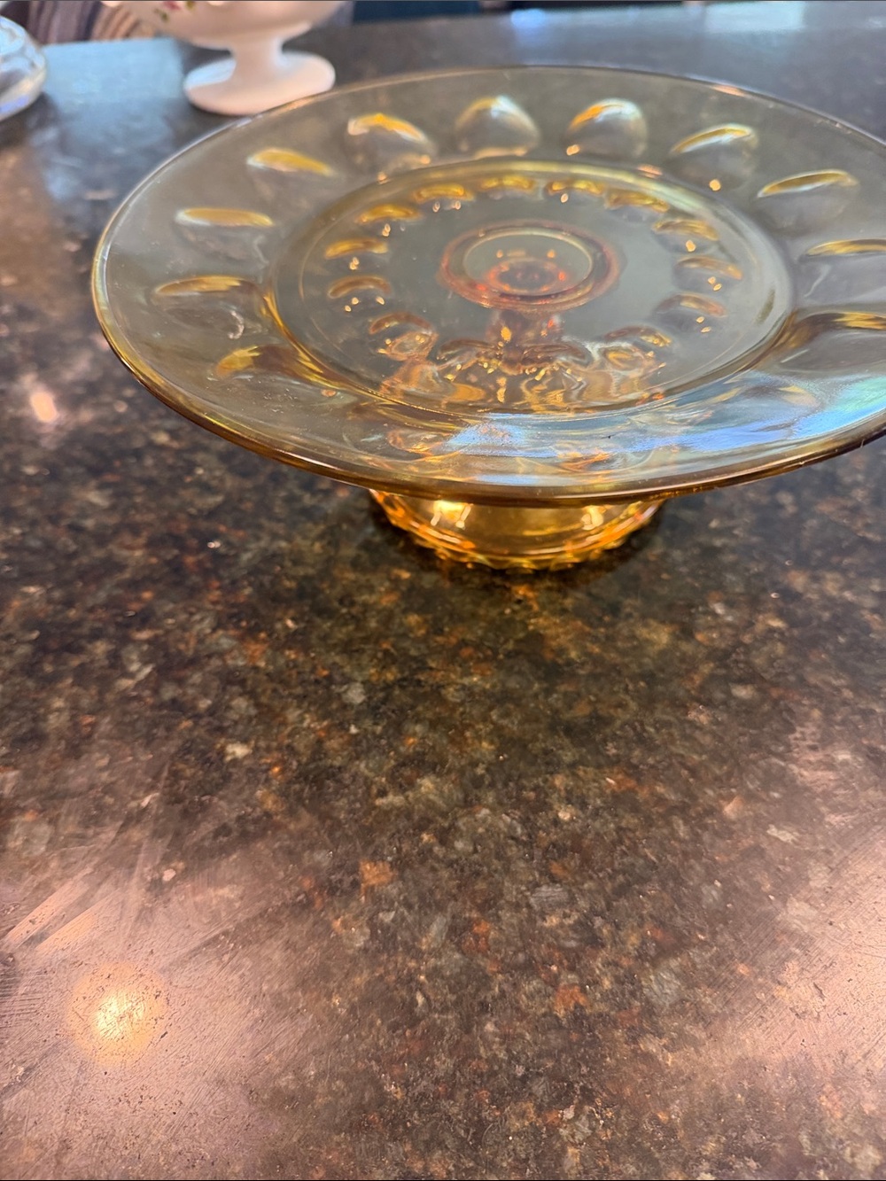Amber Glass Pedestal Dessert Stand - Elegant Serveware